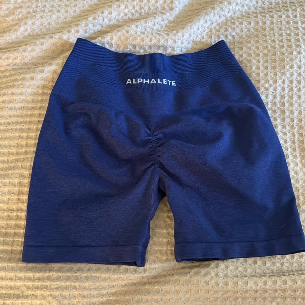 Dark blue alphalete workout shorts